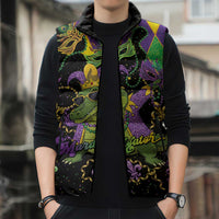 Mardi Gras Alligator Sleeveless Puffer Jacket Mardigator On Tuesdays We Wear Beads - Wonder Print Shop