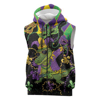 Mardi Gras Alligator Sleeveless Zip Hoodie Mardigator On Tuesdays We Wear Beads - Wonder Print Shop