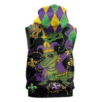 Mardi Gras Alligator Sleeveless Zip Hoodie Mardigator On Tuesdays We Wear Beads - Wonder Print Shop