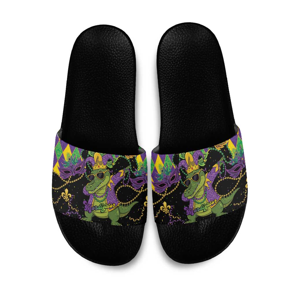 Mardi Gras Alligator Slide Sandals Mardigator On Tuesdays We Wear Beads - Wonder Print Shop