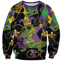 Mardi Gras Alligator Sweatshirt Mardigator On Tuesdays We Wear Beads - Wonder Print Shop