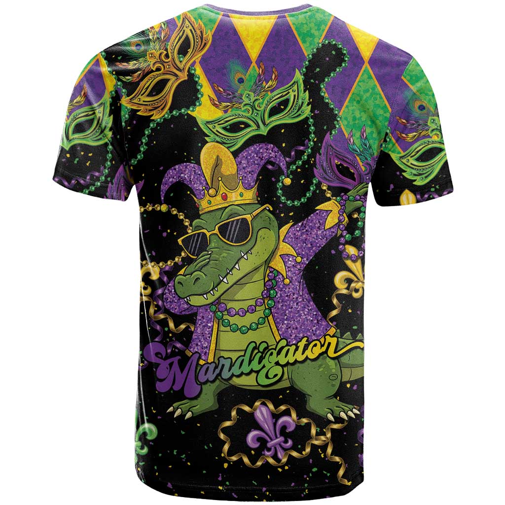 Mardi Gras Alligator T Shirt Mardigator On Tuesdays We Wear Beads - Wonder Print Shop