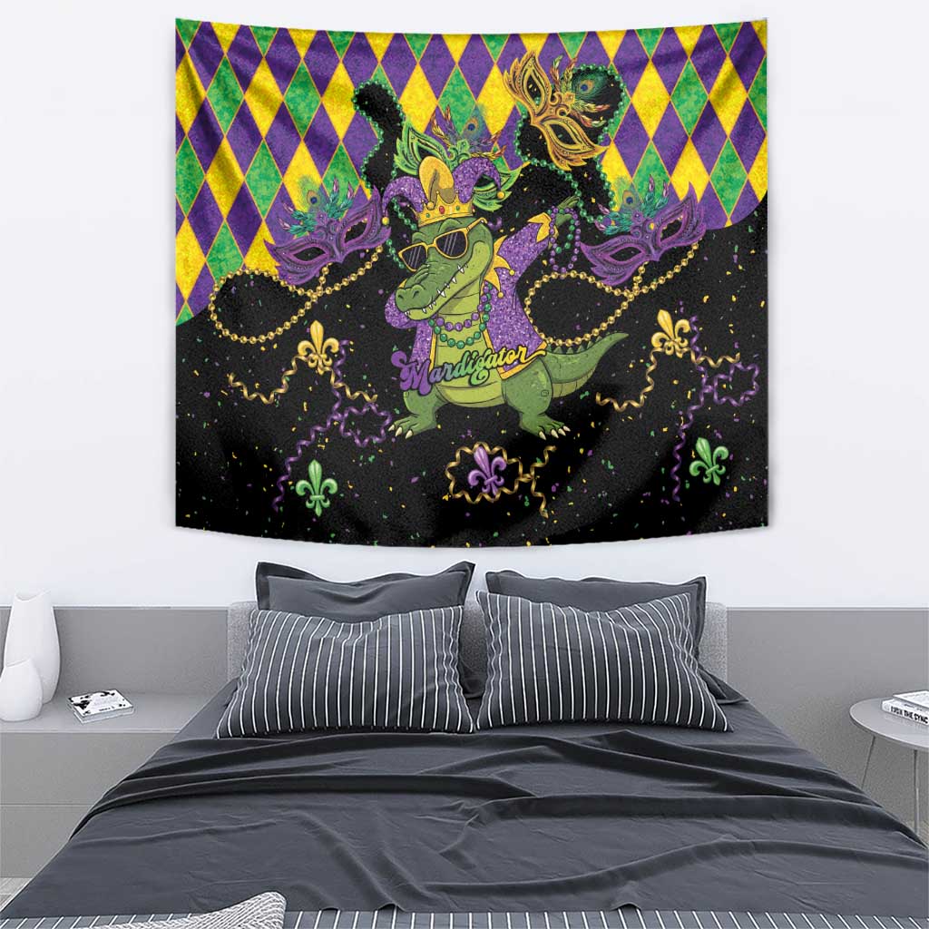 Mardi Gras Alligator Tapestry Mardigator On Tuesdays We Wear Beads - Wonder Print Shop