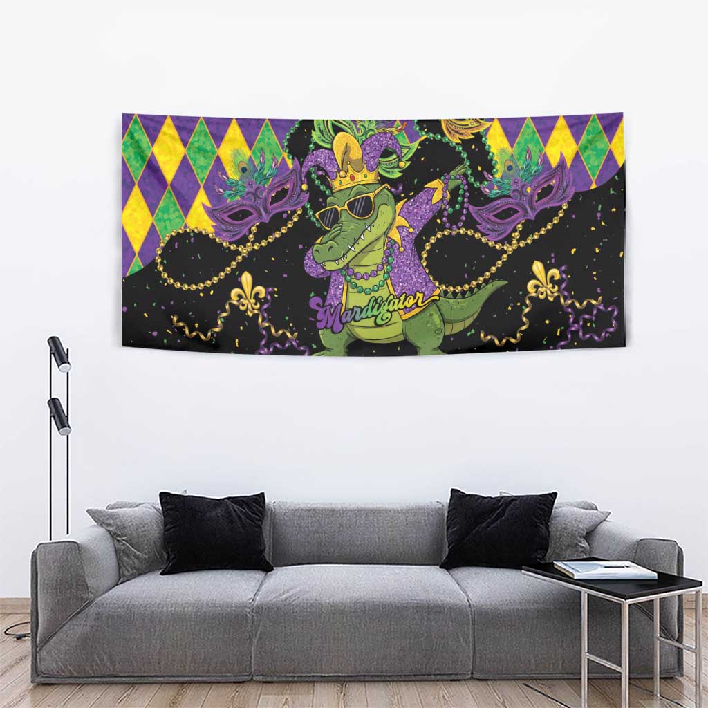 Mardi Gras Alligator Tapestry Mardigator On Tuesdays We Wear Beads - Wonder Print Shop