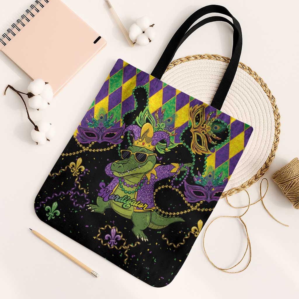Mardi Gras Alligator Tote Bag Mardigator On Tuesdays We Wear Beads - Wonder Print Shop