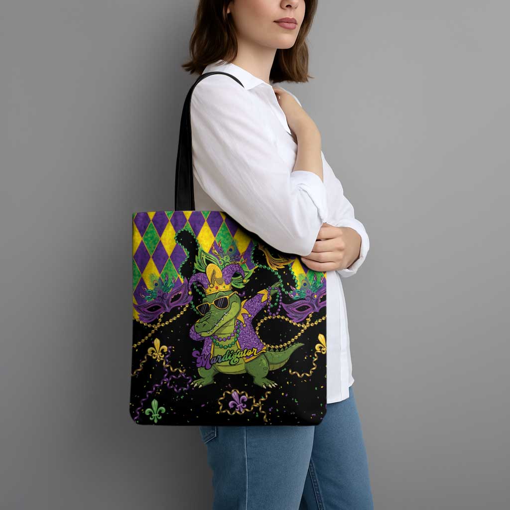 Mardi Gras Alligator Tote Bag Mardigator On Tuesdays We Wear Beads - Wonder Print Shop