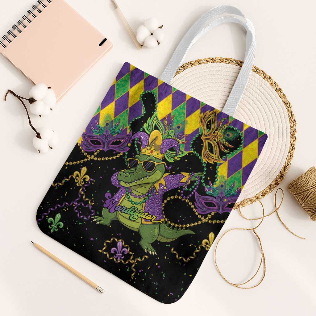 Mardi Gras Alligator Tote Bag Mardigator On Tuesdays We Wear Beads - Wonder Print Shop