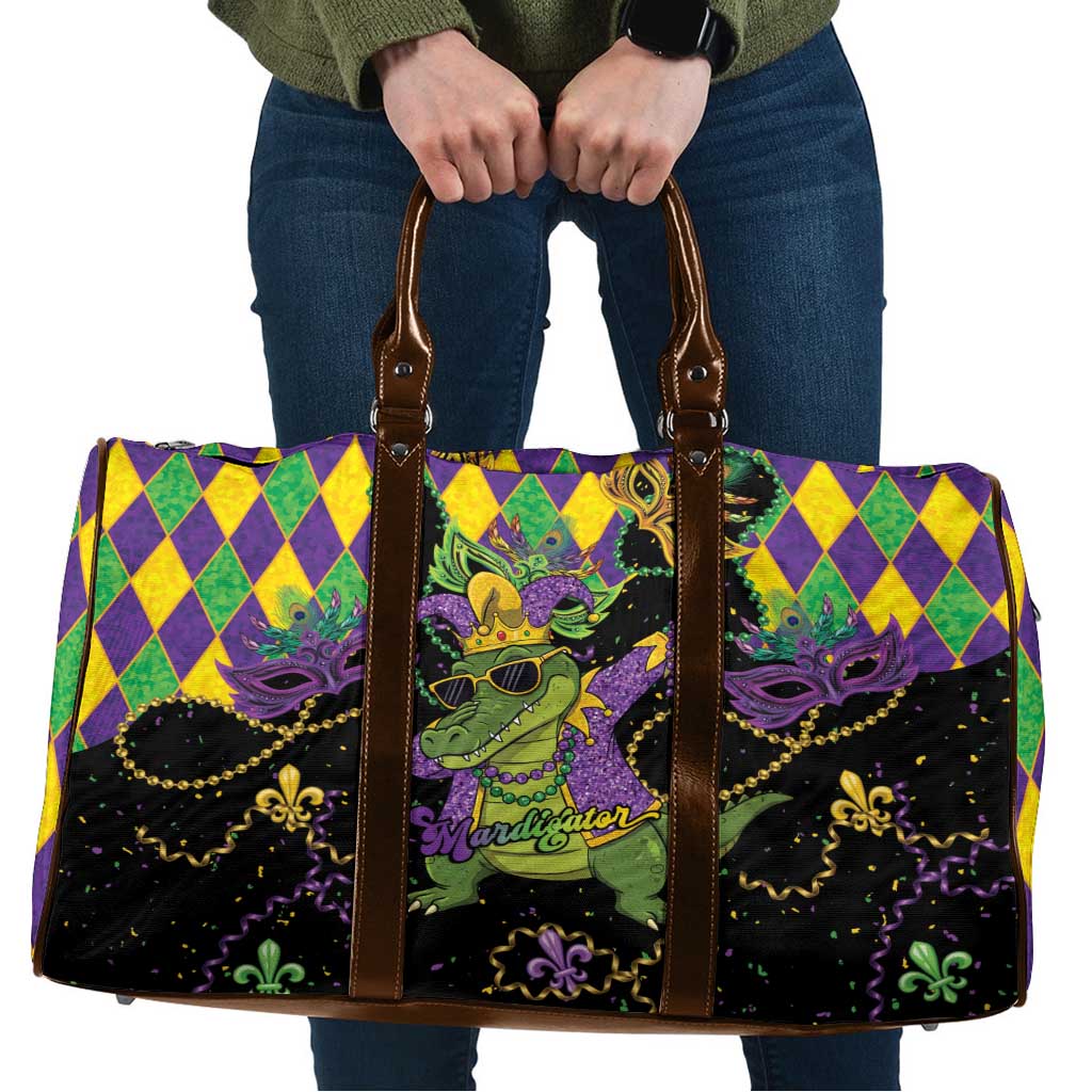 Mardi Gras Alligator Travel Bag Mardigator On Tuesdays We Wear Beads - Wonder Print Shop