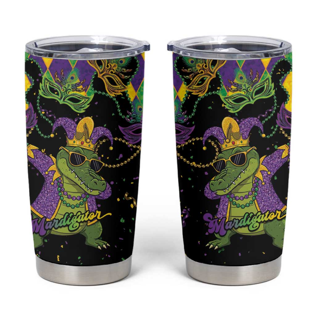 Mardi Gras Alligator Tumbler Cup Mardigator On Tuesdays We Wear Beads - Wonder Print Shop