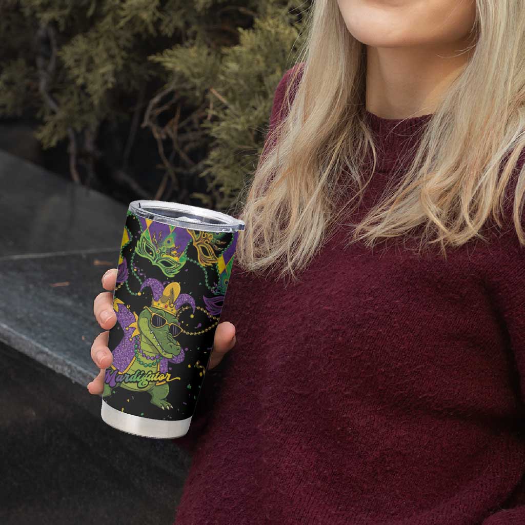 Mardi Gras Alligator Tumbler Cup Mardigator On Tuesdays We Wear Beads - Wonder Print Shop