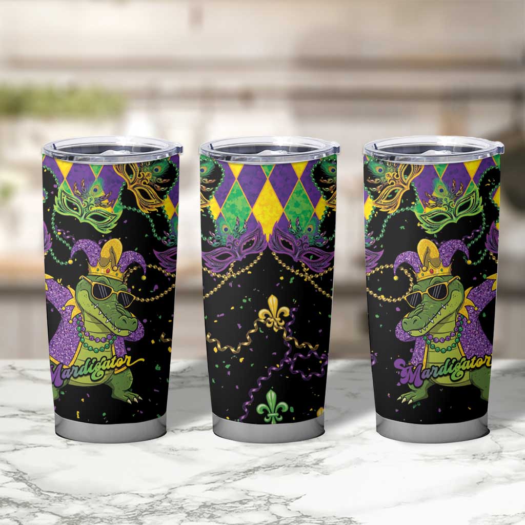 Mardi Gras Alligator Tumbler Cup Mardigator On Tuesdays We Wear Beads - Wonder Print Shop