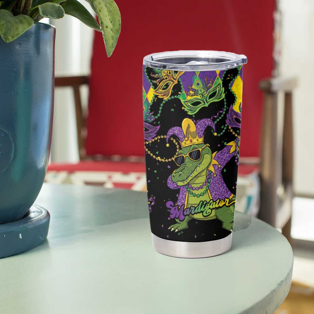 Mardi Gras Alligator Tumbler Cup Mardigator On Tuesdays We Wear Beads - Wonder Print Shop