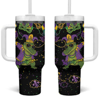 Mardi Gras Alligator Tumbler With Handle Mardigator On Tuesdays We Wear Beads - Wonder Print Shop