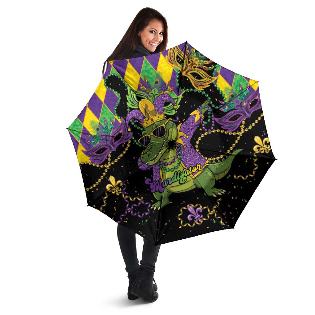 Mardi Gras Alligator Umbrella Mardigator On Tuesdays We Wear Beads - Wonder Print Shop