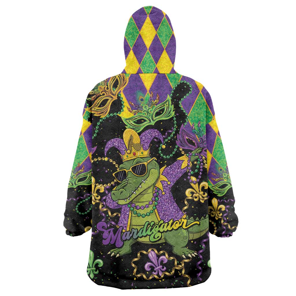 Mardi Gras Alligator Wearable Blanket Hoodie Mardigator On Tuesdays We Wear Beads - Wonder Print Shop