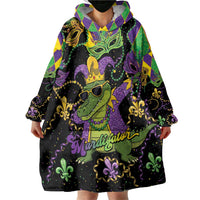 Mardi Gras Alligator Wearable Blanket Hoodie Mardigator On Tuesdays We Wear Beads - Wonder Print Shop