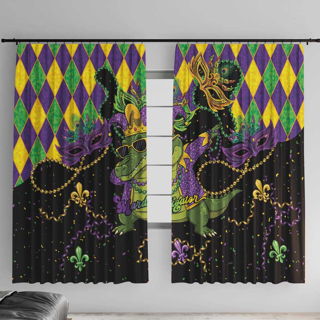 Mardi Gras Alligator Window Curtain Mardigator On Tuesdays We Wear Beads - Wonder Print Shop