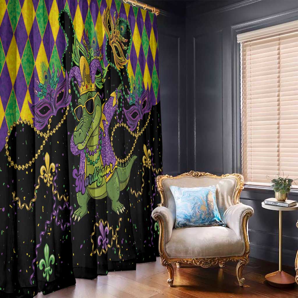 Mardi Gras Alligator Window Curtain Mardigator On Tuesdays We Wear Beads - Wonder Print Shop