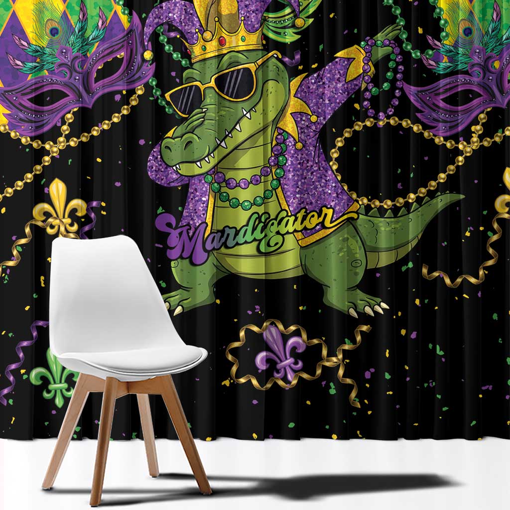 Mardi Gras Alligator Window Curtain Mardigator On Tuesdays We Wear Beads - Wonder Print Shop