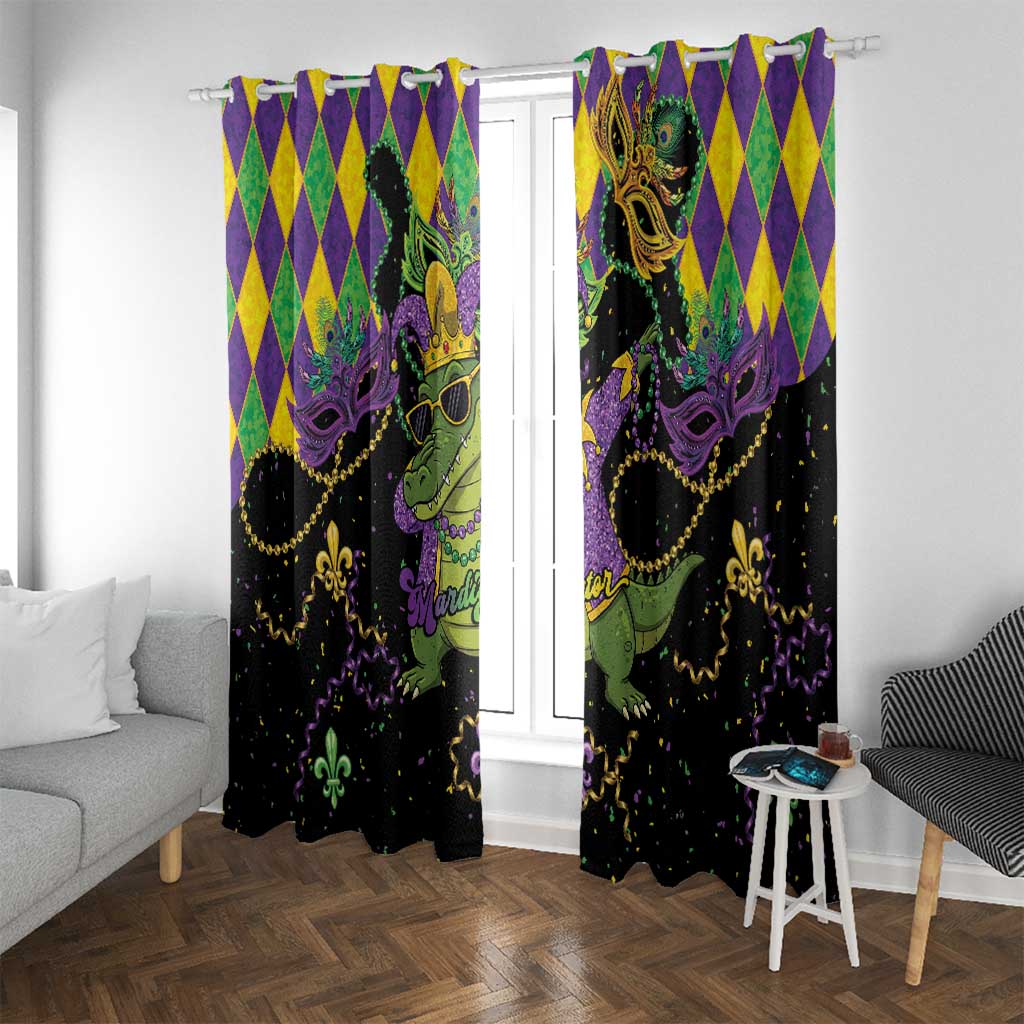 Mardi Gras Alligator Window Curtain Mardigator On Tuesdays We Wear Beads - Wonder Print Shop