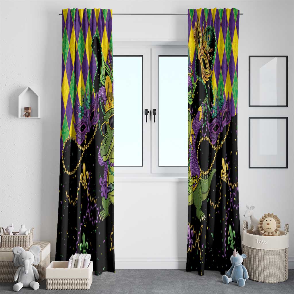 Mardi Gras Alligator Window Curtain Mardigator On Tuesdays We Wear Beads - Wonder Print Shop