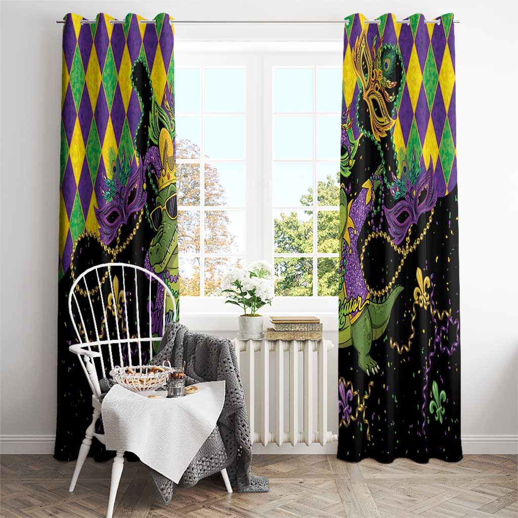 Mardi Gras Alligator Window Curtain Mardigator On Tuesdays We Wear Beads - Wonder Print Shop