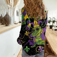 Mardi Gras Alligator Women Casual Shirt Mardigator On Tuesdays We Wear Beads - Wonder Print Shop
