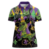 Mardi Gras Alligator Women Polo Shirt Mardigator On Tuesdays We Wear Beads - Wonder Print Shop