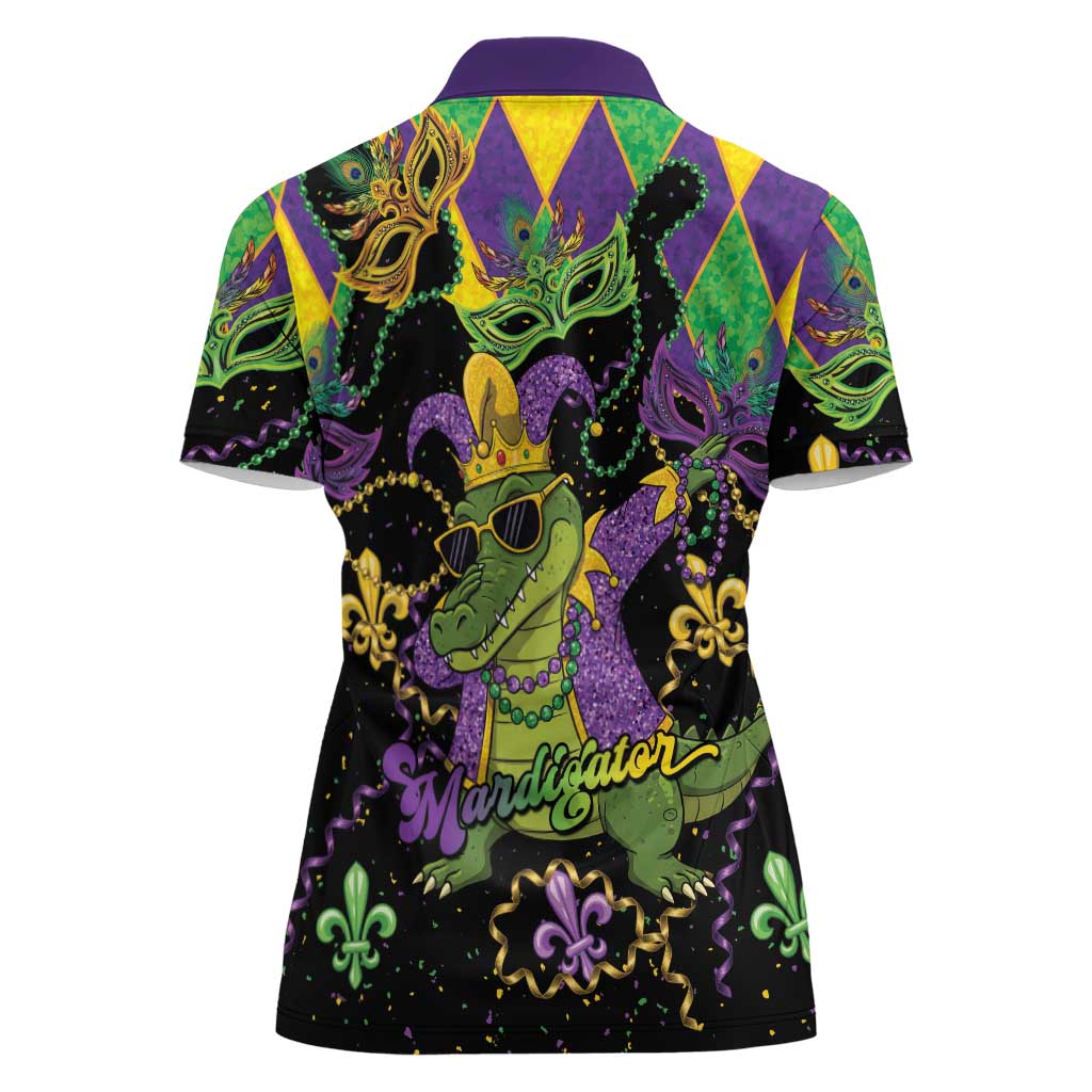 Mardi Gras Alligator Women Polo Shirt Mardigator On Tuesdays We Wear Beads - Wonder Print Shop