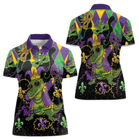 Mardi Gras Alligator Women Polo Shirt Mardigator On Tuesdays We Wear Beads - Wonder Print Shop