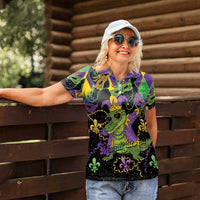 Mardi Gras Alligator Women Polo Shirt Mardigator On Tuesdays We Wear Beads - Wonder Print Shop