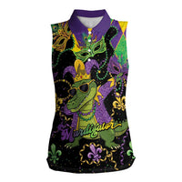 Mardi Gras Alligator Women Sleeveless Polo Shirt Mardigator On Tuesdays We Wear Beads - Wonder Print Shop