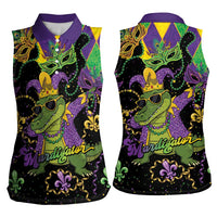 Mardi Gras Alligator Women Sleeveless Polo Shirt Mardigator On Tuesdays We Wear Beads - Wonder Print Shop