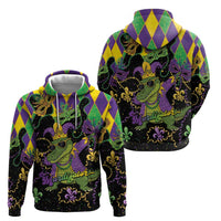 Mardi Gras Alligator Zip Hoodie Mardigator On Tuesdays We Wear Beads - Wonder Print Shop