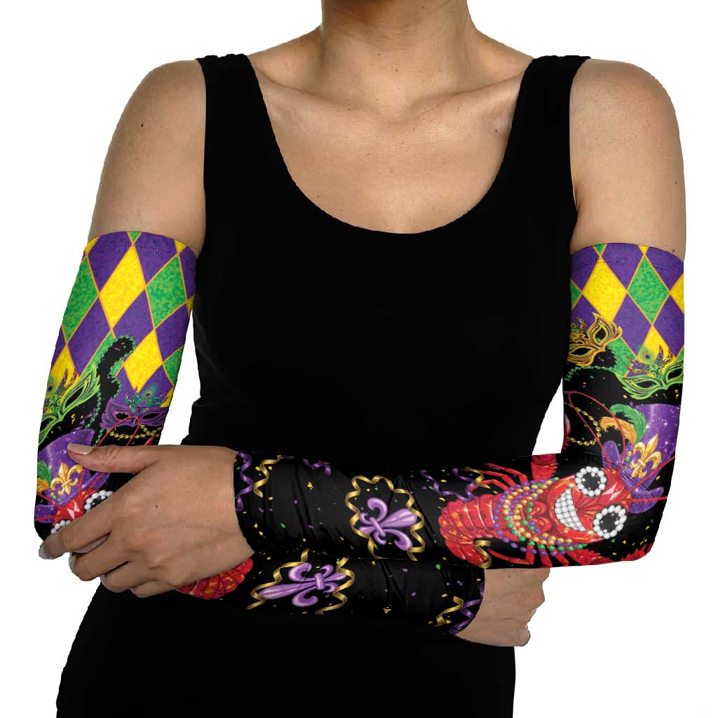 Mardi Gras Crawfish Arm Sleeves On Tuesdays We Wear Beads - Wonder Print Shop