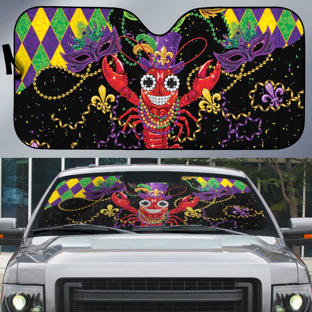 Mardi Gras Crawfish Auto Sun Shade On Tuesdays We Wear Beads - Wonder Print Shop