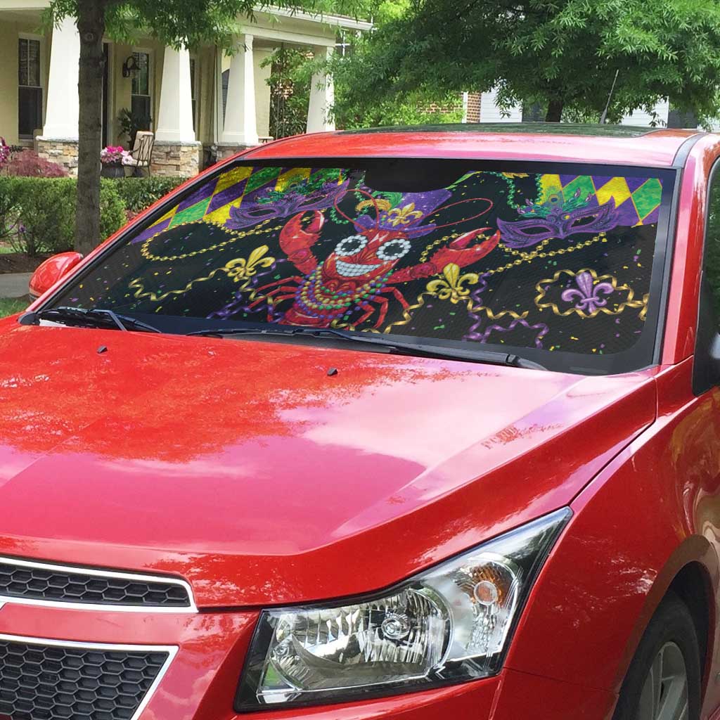 Mardi Gras Crawfish Auto Sun Shade On Tuesdays We Wear Beads - Wonder Print Shop