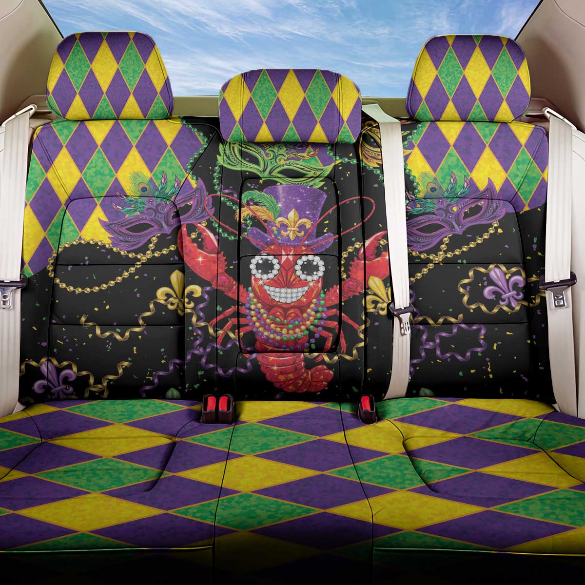 Mardi Gras Crawfish Back Car Seat Cover On Tuesdays We Wear Beads - Wonder Print Shop