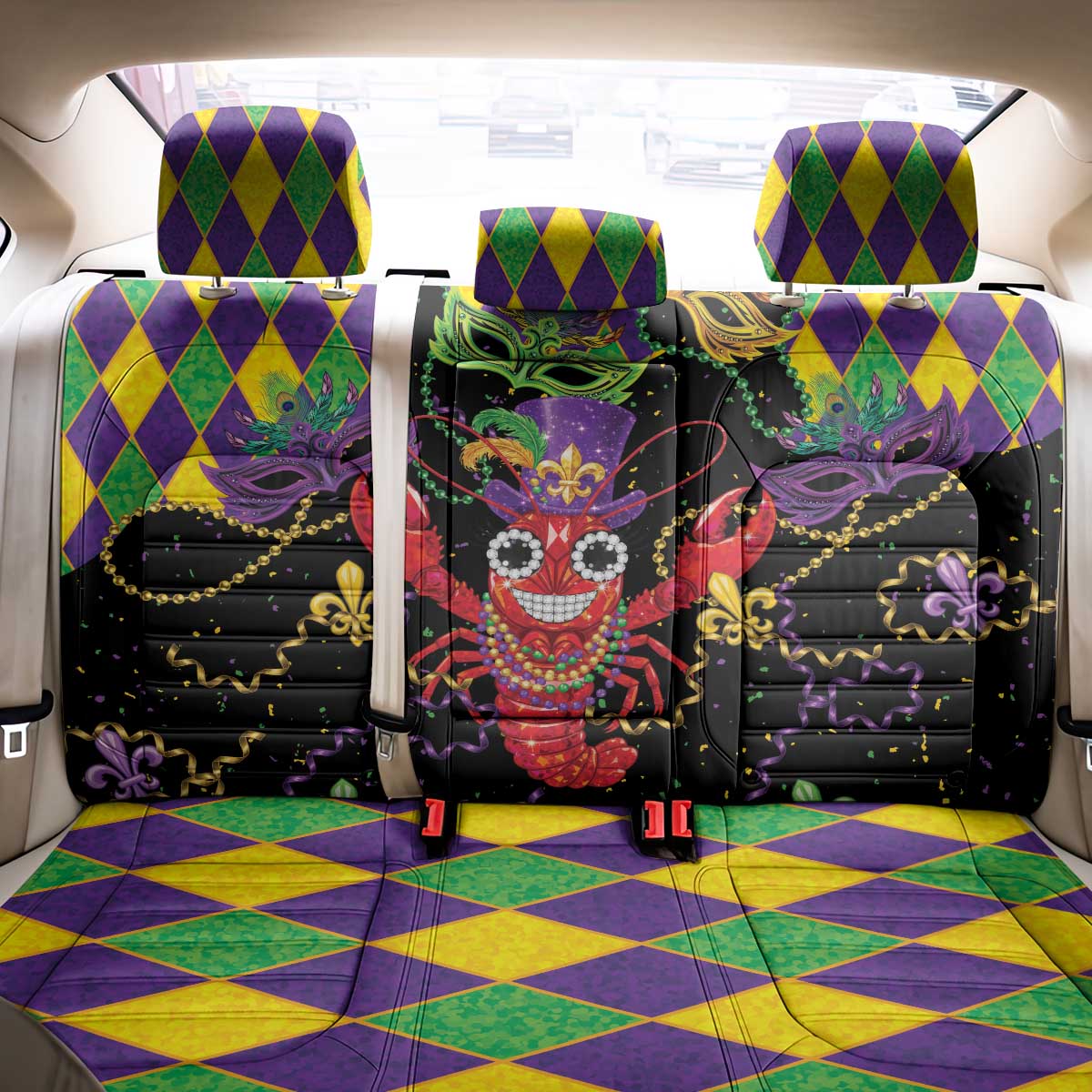 Mardi Gras Crawfish Back Car Seat Cover On Tuesdays We Wear Beads - Wonder Print Shop