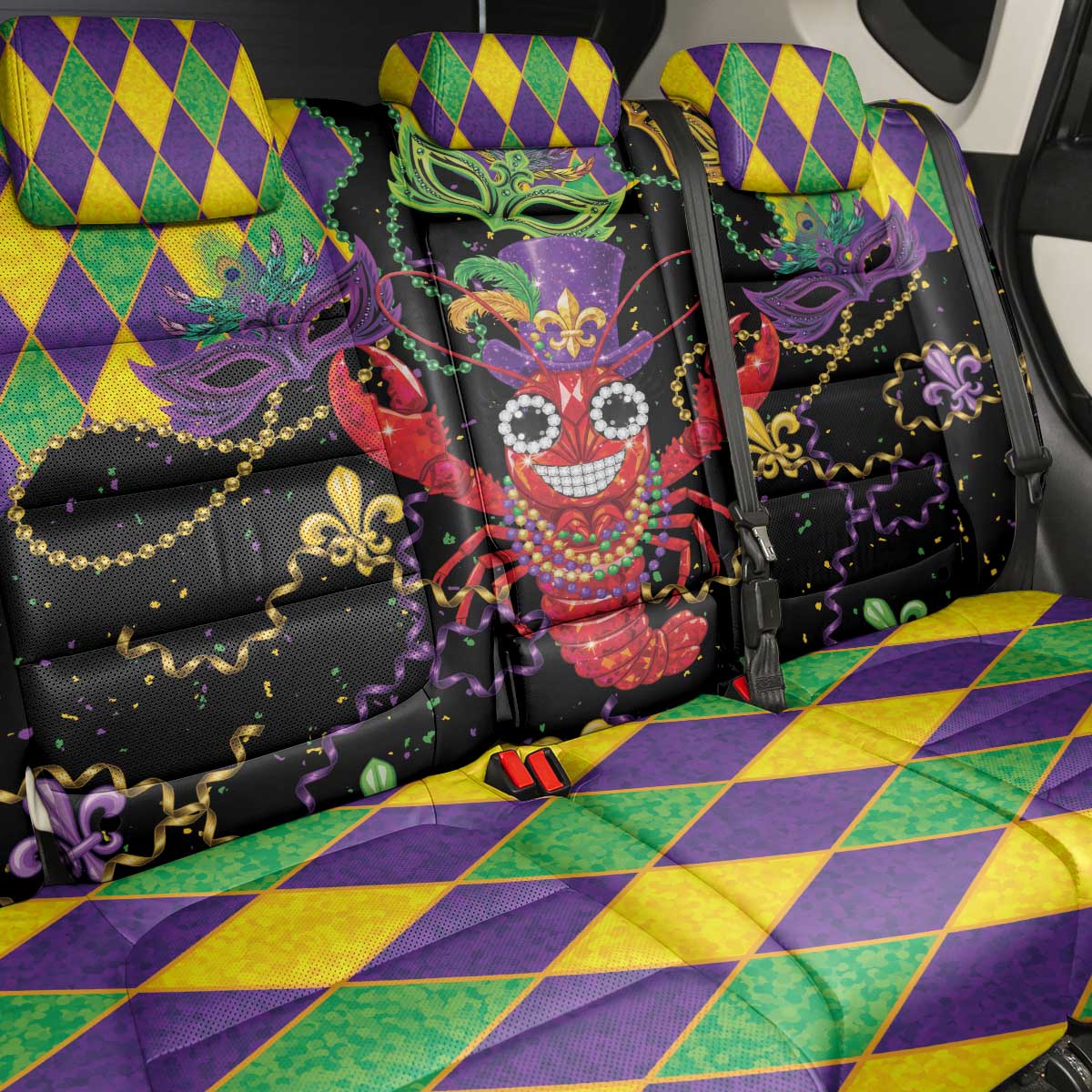 Mardi Gras Crawfish Back Car Seat Cover On Tuesdays We Wear Beads - Wonder Print Shop