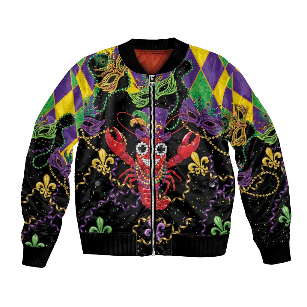Mardi Gras Crawfish Bomber Jacket On Tuesdays We Wear Beads - Wonder Print Shop