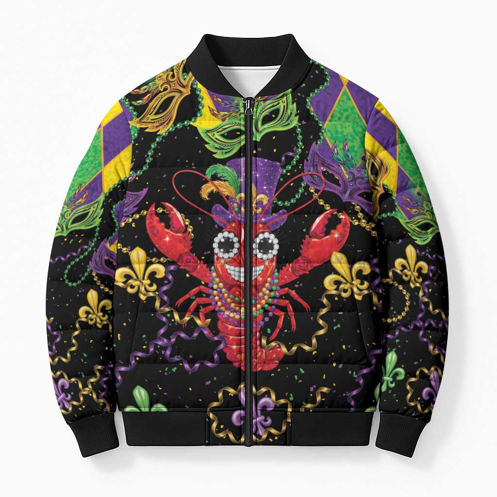 Mardi Gras Crawfish Bomber Puffer Jacket On Tuesdays We Wear Beads - Wonder Print Shop