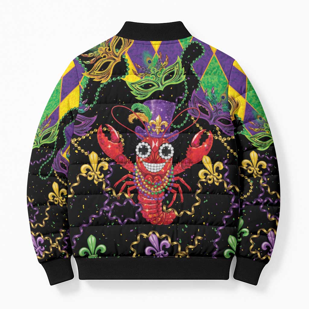 Mardi Gras Crawfish Bomber Puffer Jacket On Tuesdays We Wear Beads - Wonder Print Shop