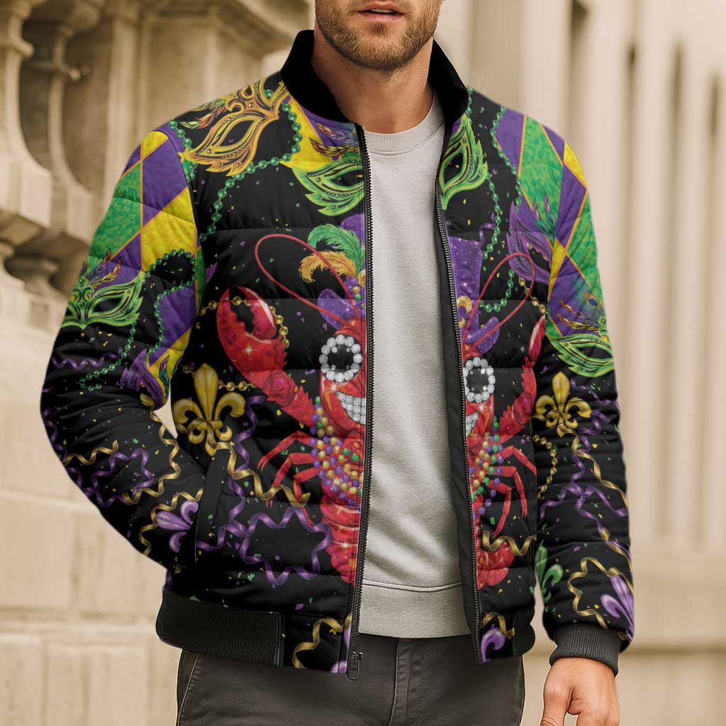 Mardi Gras Crawfish Bomber Puffer Jacket On Tuesdays We Wear Beads - Wonder Print Shop