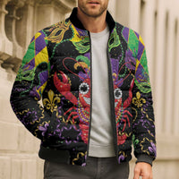 Mardi Gras Crawfish Bomber Puffer Jacket On Tuesdays We Wear Beads - Wonder Print Shop