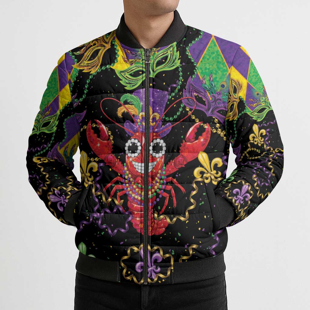 Mardi Gras Crawfish Bomber Puffer Jacket On Tuesdays We Wear Beads - Wonder Print Shop