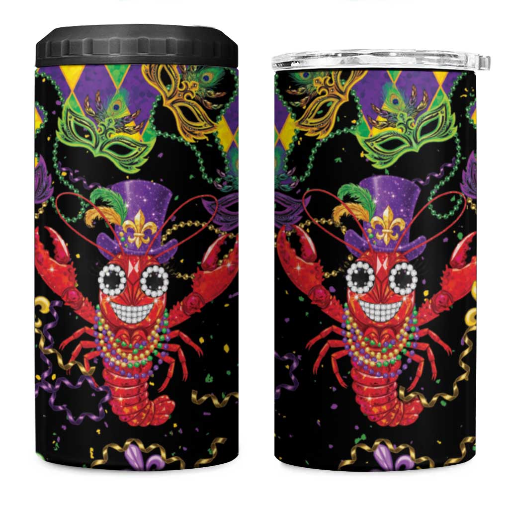 Mardi Gras Crawfish 4 in 1 Can Cooler Tumbler On Tuesdays We Wear Beads - Wonder Print Shop