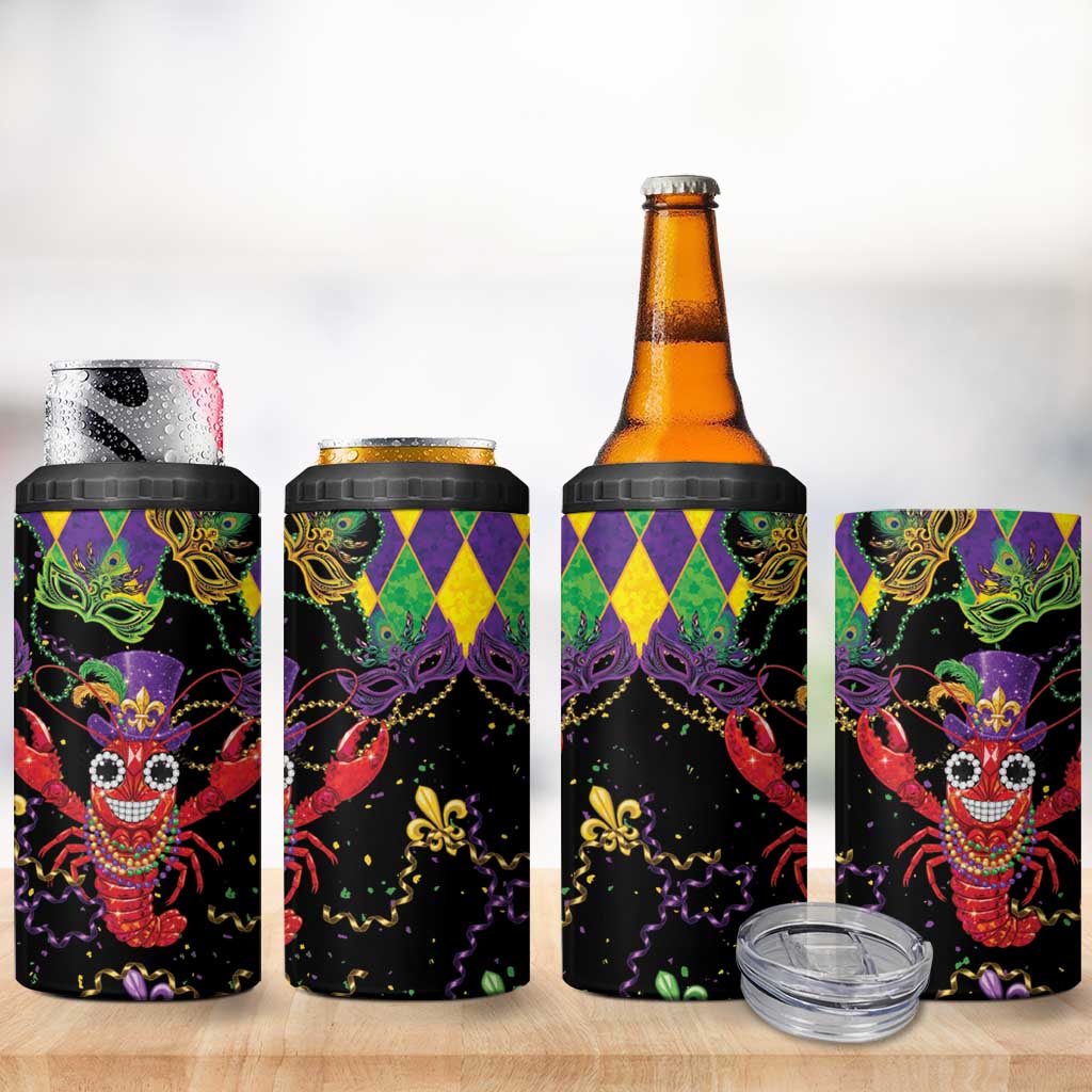 Mardi Gras Crawfish 4 in 1 Can Cooler Tumbler On Tuesdays We Wear Beads - Wonder Print Shop
