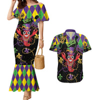 Mardi Gras Crawfish Couples Matching Mermaid Dress and Hawaiian Shirt On Tuesdays We Wear Beads - Wonder Print Shop