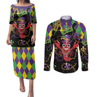 Mardi Gras Crawfish Couples Matching Puletasi and Long Sleeve Button Shirt On Tuesdays We Wear Beads - Wonder Print Shop